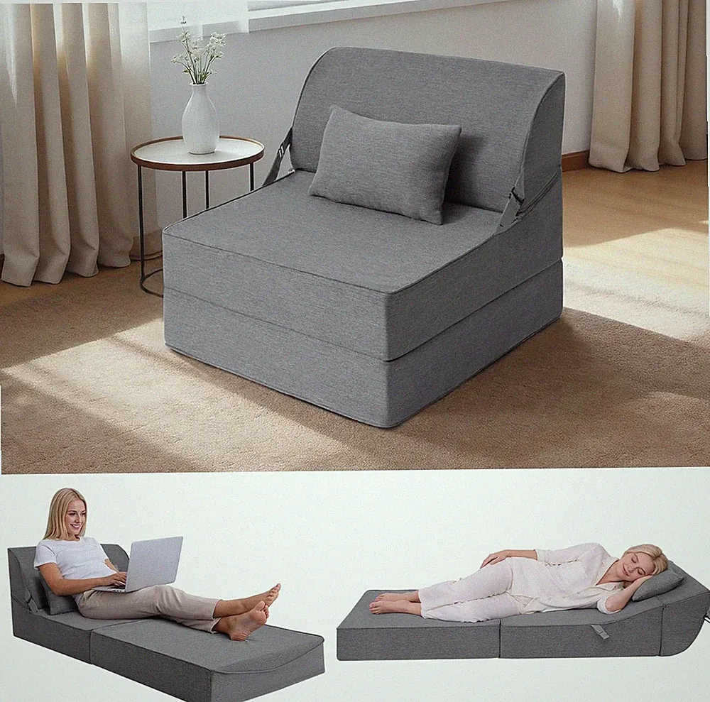 Convertible Folding Sofa Bed Chair for Small Spaces - Dark Grey