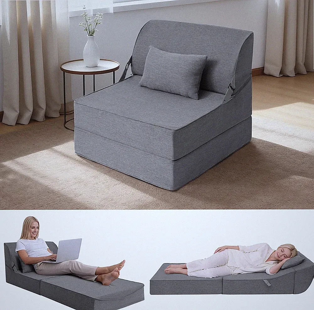 Convertible Folding Sofa Bed Chair for Small Spaces - Dark Grey
