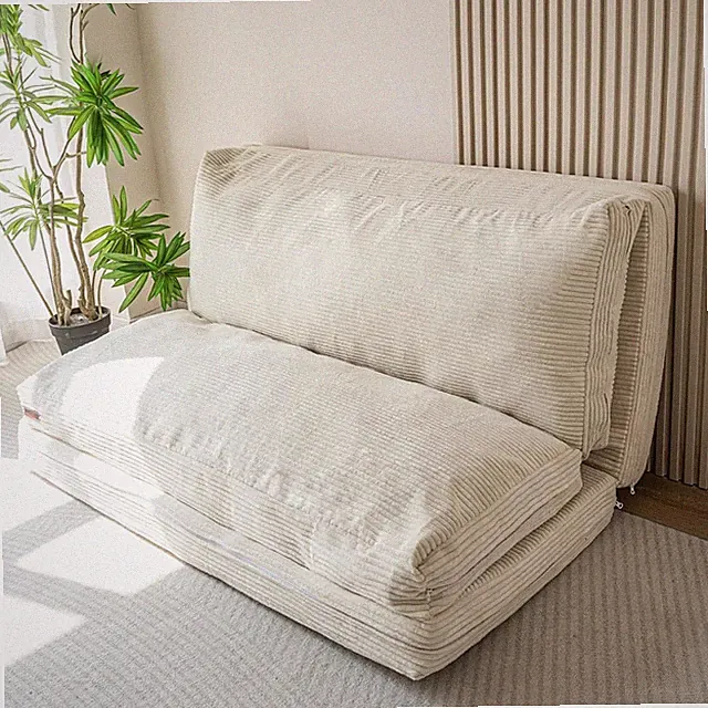 Convertible Folding Sofa Bed, Extra Thick Lounge Chair with Washable Cover, Beig