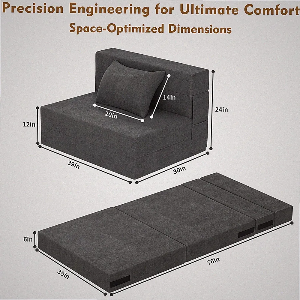 Convertible Folding Sofa Bed Floor Sofa Folding Couch Fleece No Assembly USA