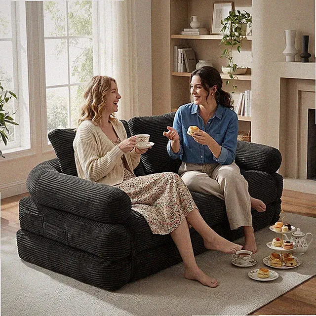 Convertible Folding Sofa Bed, Modern Boneless Couch with Armchair Sofa in Box