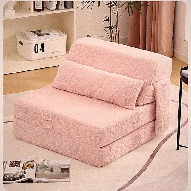 Convertible Folding Sofa Bed Single Size for Adults with Pillow, Plush Fabric...