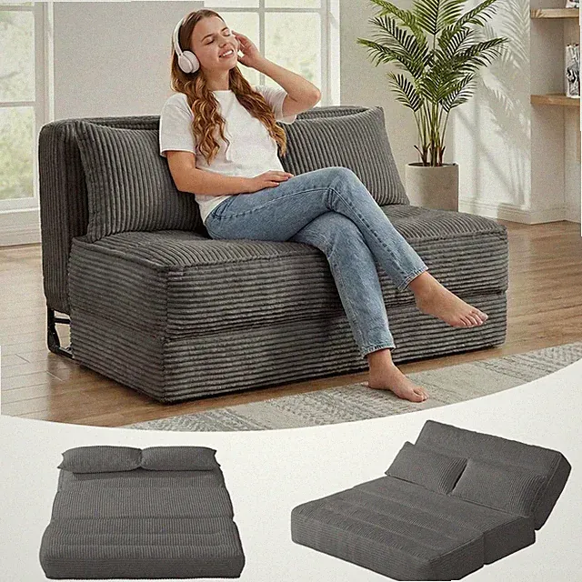 Convertible Folding Sofa Bed with Fixed Frame,Boneless Couch Loveseat Sleeper...