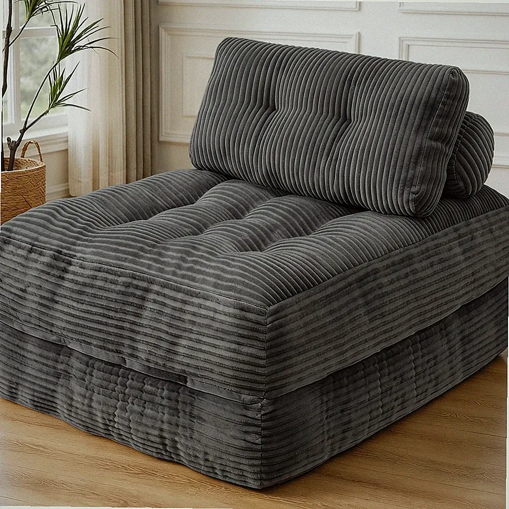 Convertible Folding Sofa Bed with Pillow, Comfy Lounge Chair, Grey
