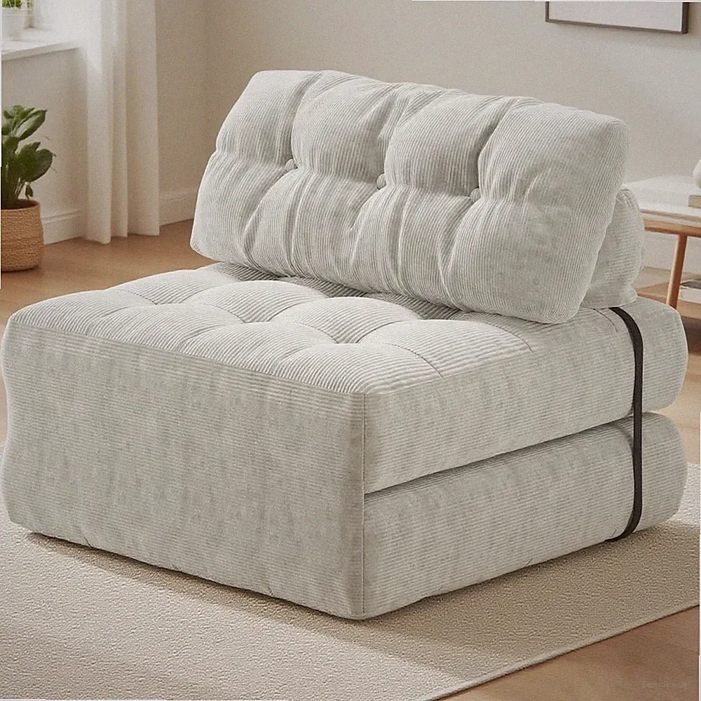 Convertible Folding Sofa Bed with Pillow, Portable Floor Couch, Single Futon