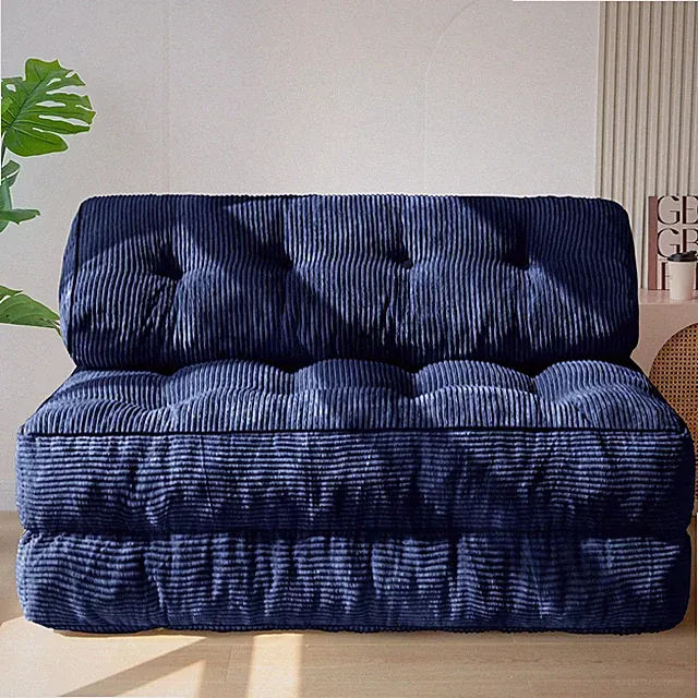 Convertible Folding Sofa Bed with Pillow - Portable Lounge Chair, Navy Double