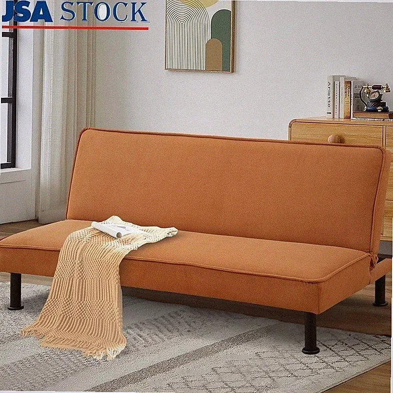 Convertible Futon Sofa Bed Adjustable Backrest Flannel Space Saver Home Office