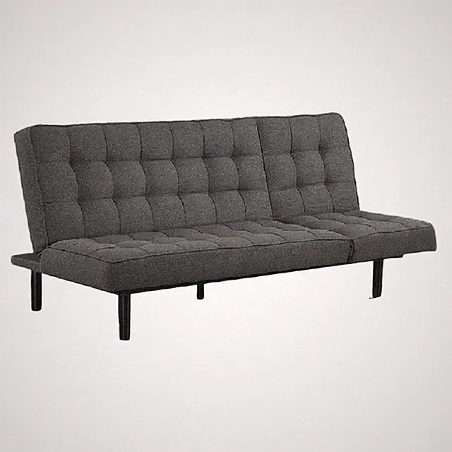 Convertible Futon Sofa Bed- Biscuit Tufted Cushions- Dark Gray 81 Inch