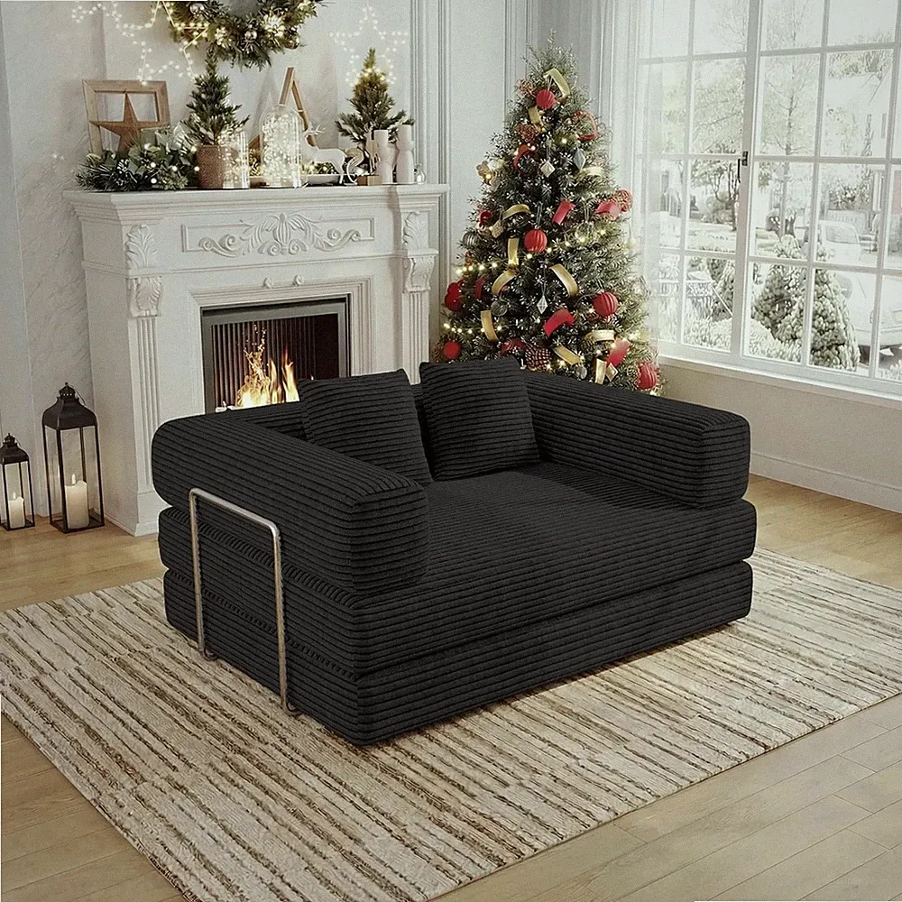 Convertible Futon Sofa Bed, Boneless Couch for Living Room,Modular Futon Couch