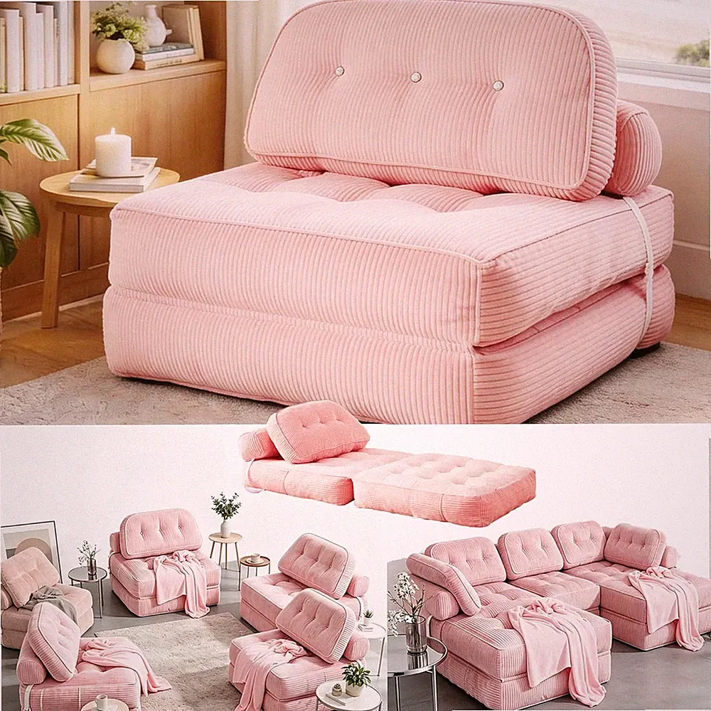 Convertible Futon Sofa Bed Chair - Space-Saving & No Assembly Needed