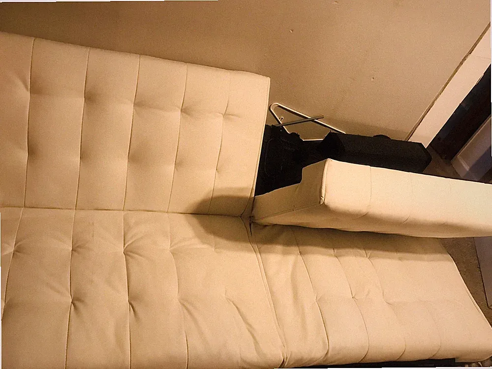 Convertible Futon Sofa Bed Faux Leather Recliner Couch Bed with Chrome Metal Leg