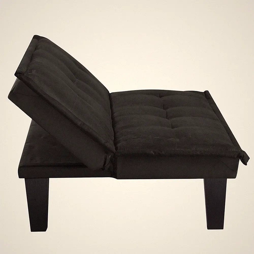 Convertible Futon Sofa Bed Faux Suede Upholstered Couch Small Space Living Room
