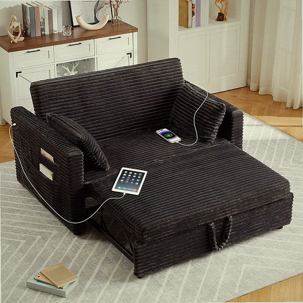 Convertible Futon Sofa Bed Loveseat Sleeper Sofa Couch with Pull-Out Sofa Bed