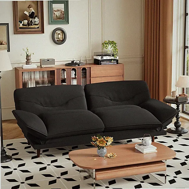 Convertible Futon Sofa Bed, Sleeper Futon Couch with Adjustable