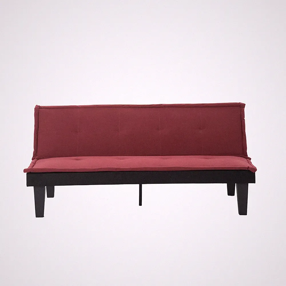 Convertible Futon Sofa Bed Twin Dark Red Faux Suede Adjustable Couch