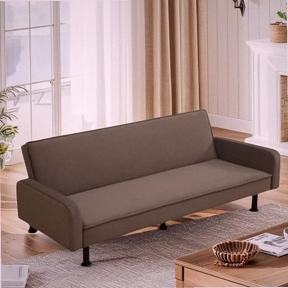 Convertible Futon Sofa Bed with Adjustable Backrest, Dark Grey, 77.5