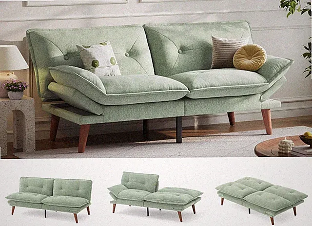 Convertible Futon Sofa Bed with Adjustable Backrest for Small Spaces