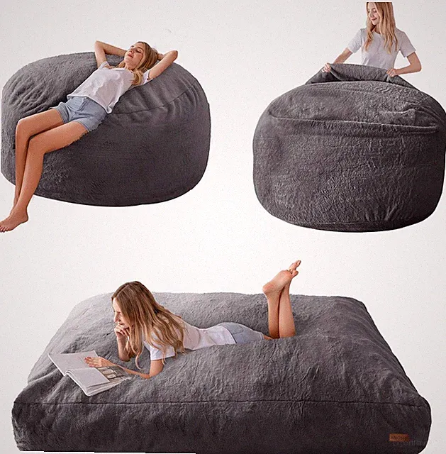 Convertible Giant Bean Bag Chair Bed, High-Density Foam, Washable Cover