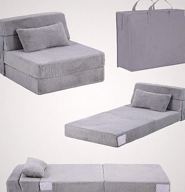 Convertible Kids Sofa Bed with Pillow & Storage, Washable Plush Couch, Grey Whit