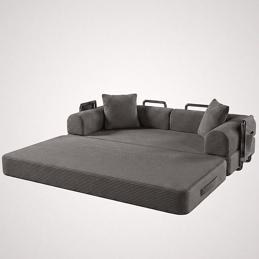 Convertible King Size Sofa Bed Couch Sleeper Fold-Out Bed Couch With Side Pocket