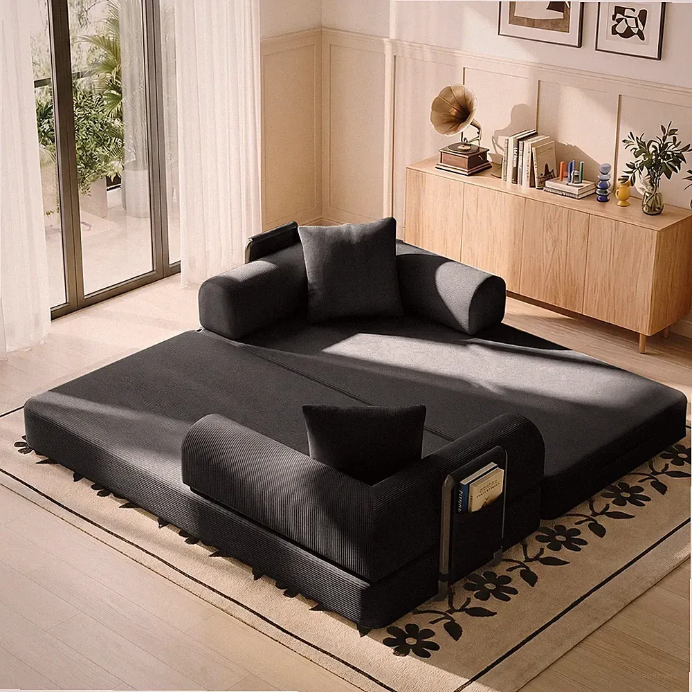 Convertible King Sofa Bed Couch Sleeper Pull-Out Bed With Side Pockets Washable