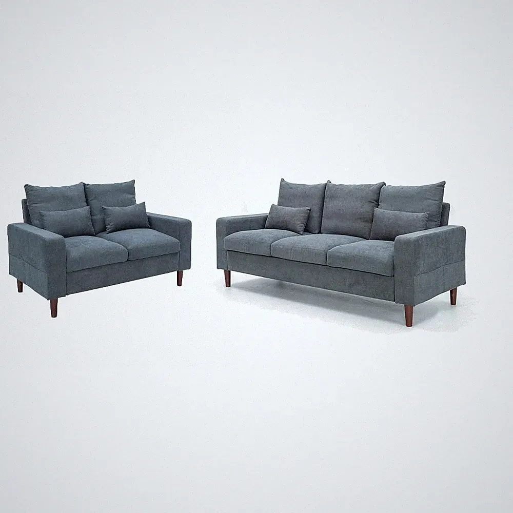 Convertible L-Shape Sectional Sofa Couch 2 Seater 3 Seater Chaise Linen Grey