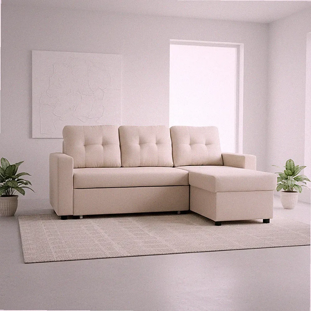 Convertible L-Shaped Sectional Sleeper Sofa Bed, Stylish Apartment Furniture