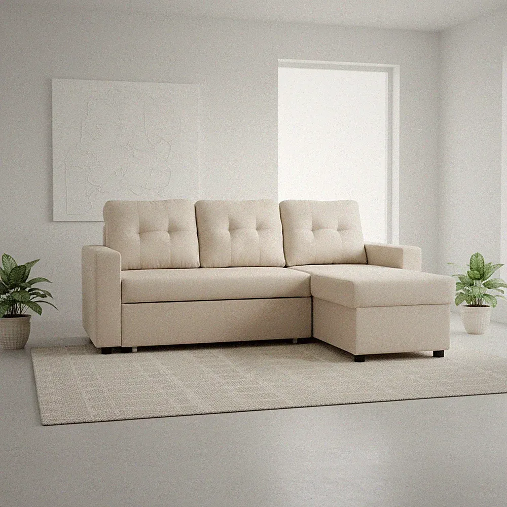Convertible L-Shaped Sectional Sleeper Sofa Bed, Stylish Apartment Furniture