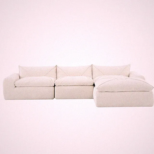 Convertible L-Shaped Sectional Sofa Chenille Fully Compressed Modular Couch