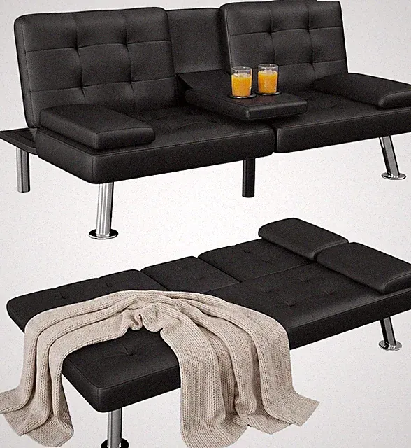 Convertible Leather Recliner Futon Couch for Apartment Living Room Office
