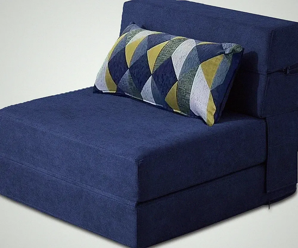 Convertible Memory Foam Sofa Bed with Pillow - Dark Blue, Single Size
