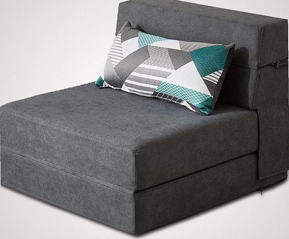 Convertible Memory Foam Sofa Bed with Pillow - Dark Gray