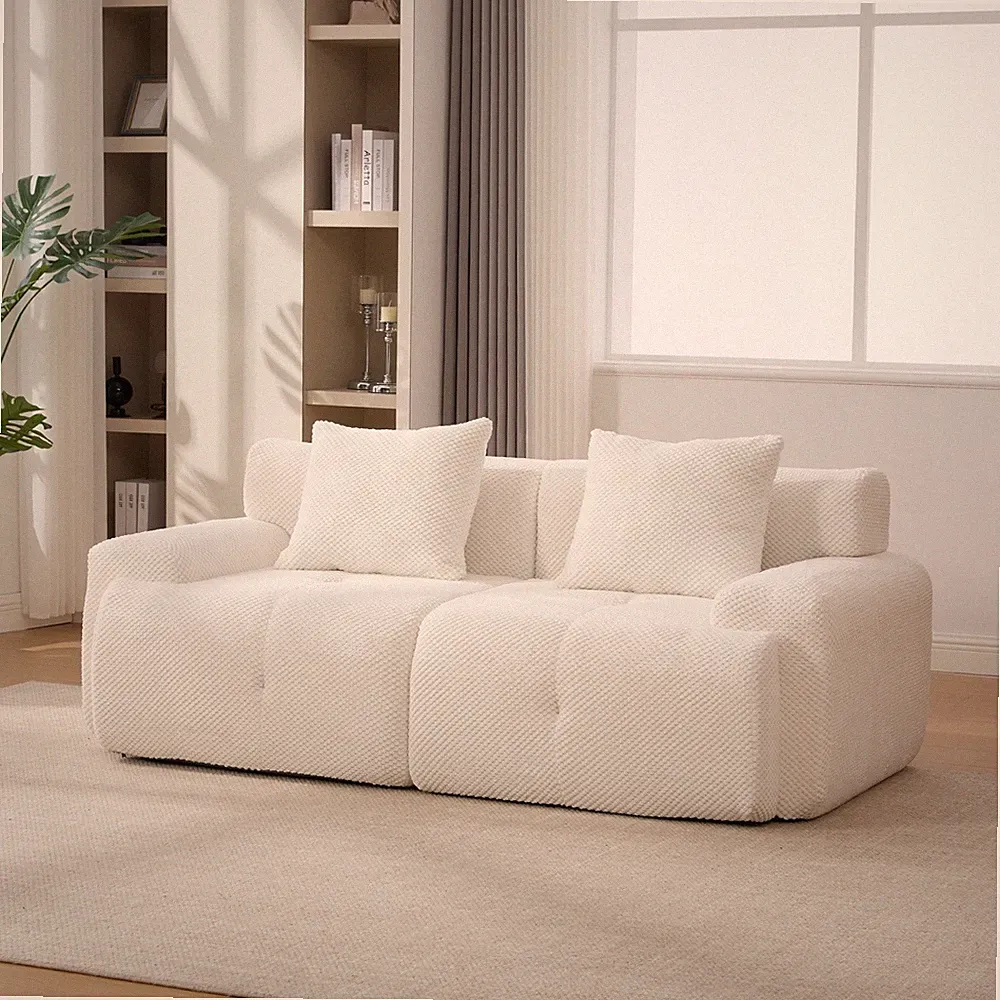 Convertible Modular Sectional Loveseat Sofa Couch w/ 2 Pillow for Small Spaces