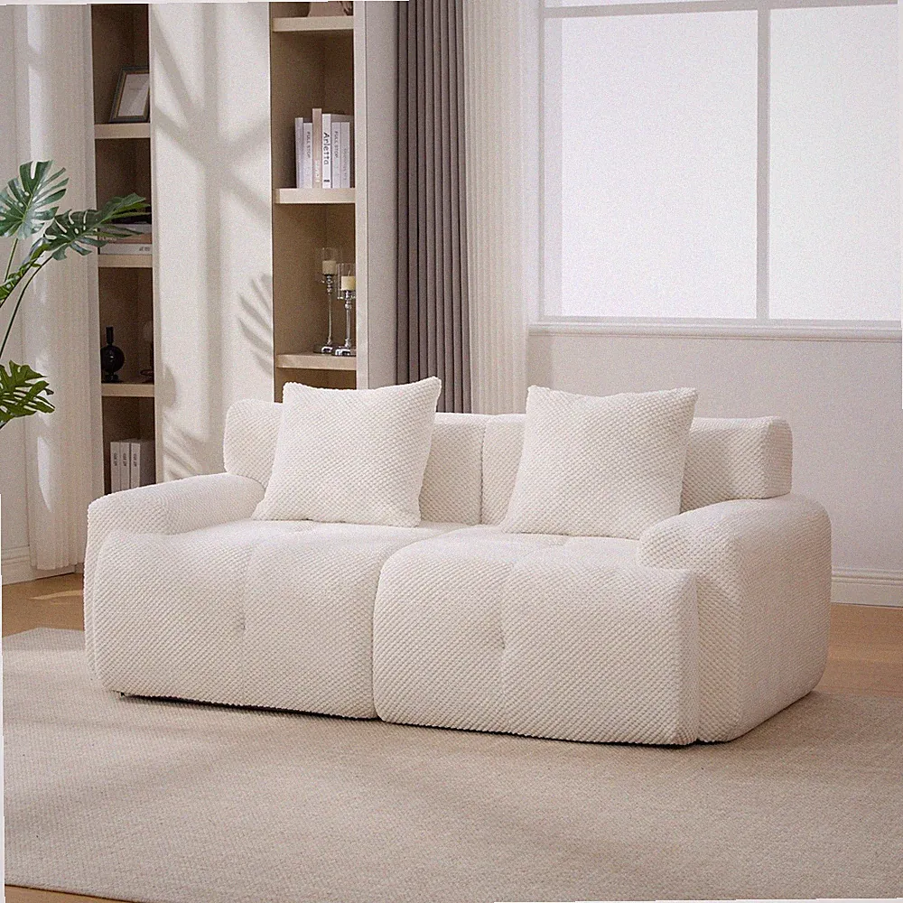 Convertible Modular Sectional Loveseat Sofa Couch with 2 Pillows for Small Space