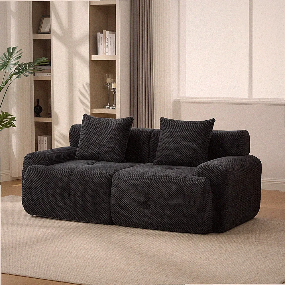 Convertible Modular Sectional Loveseat Sofa Couch with 2 Pillows for Small Space