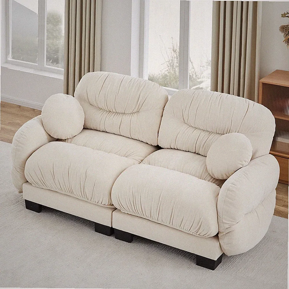 Convertible Modular Sectional Sofa Cozy Chenille Loveseat Couch for Small Spaces