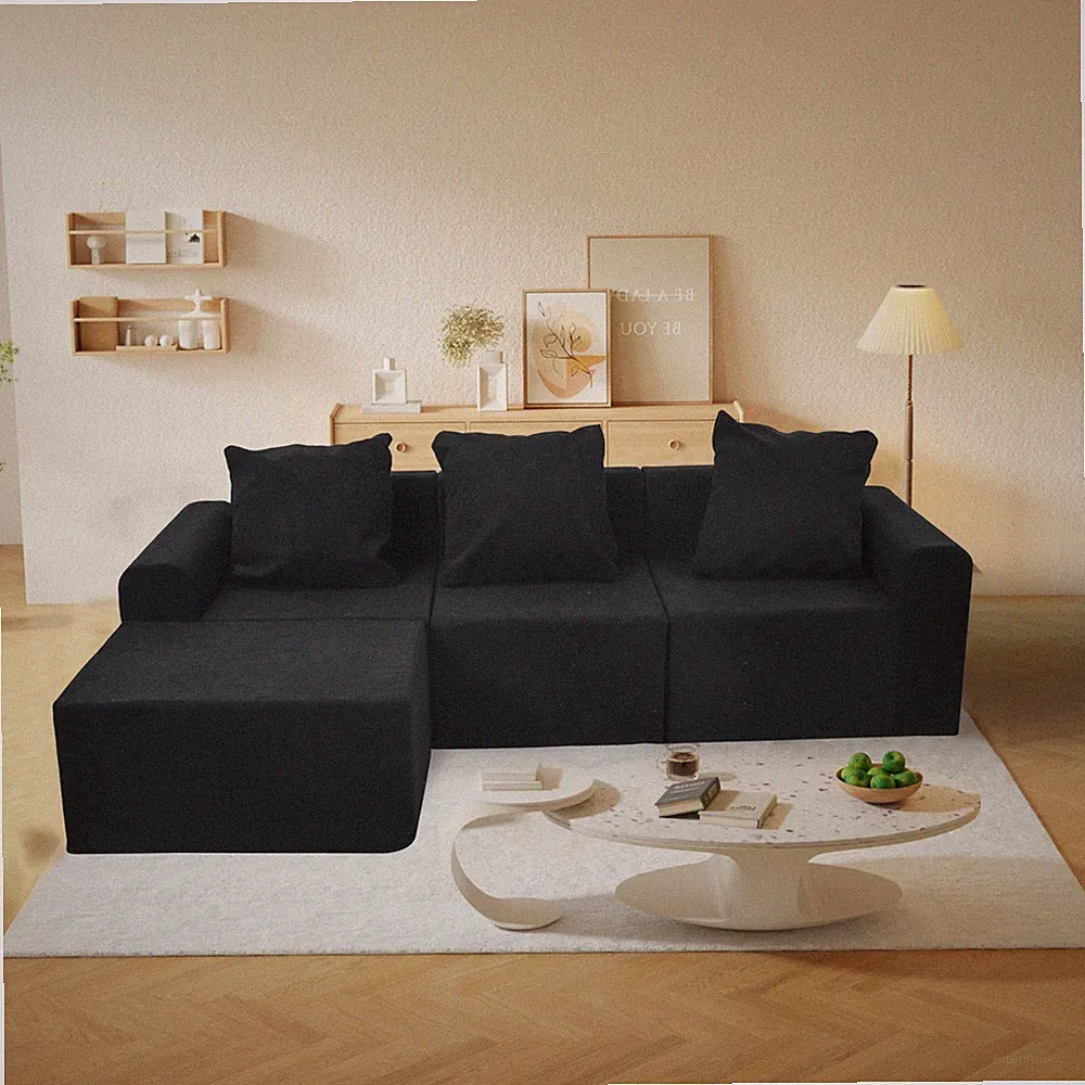 Convertible Modular Sectional Sofa Set Popular Microfiber Fabric Compression
