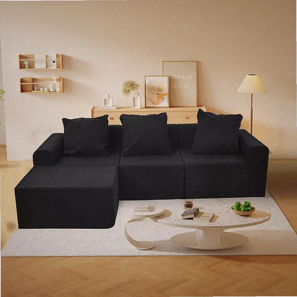 Convertible Modular Sectional Sofa Set Popular Microfiber Fabric Compression So