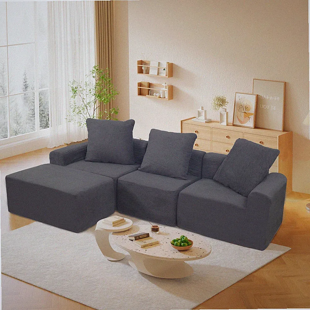 Convertible Modular Sectional Sofa Set w/ 3 Seats Velvet FREE SHIPPING