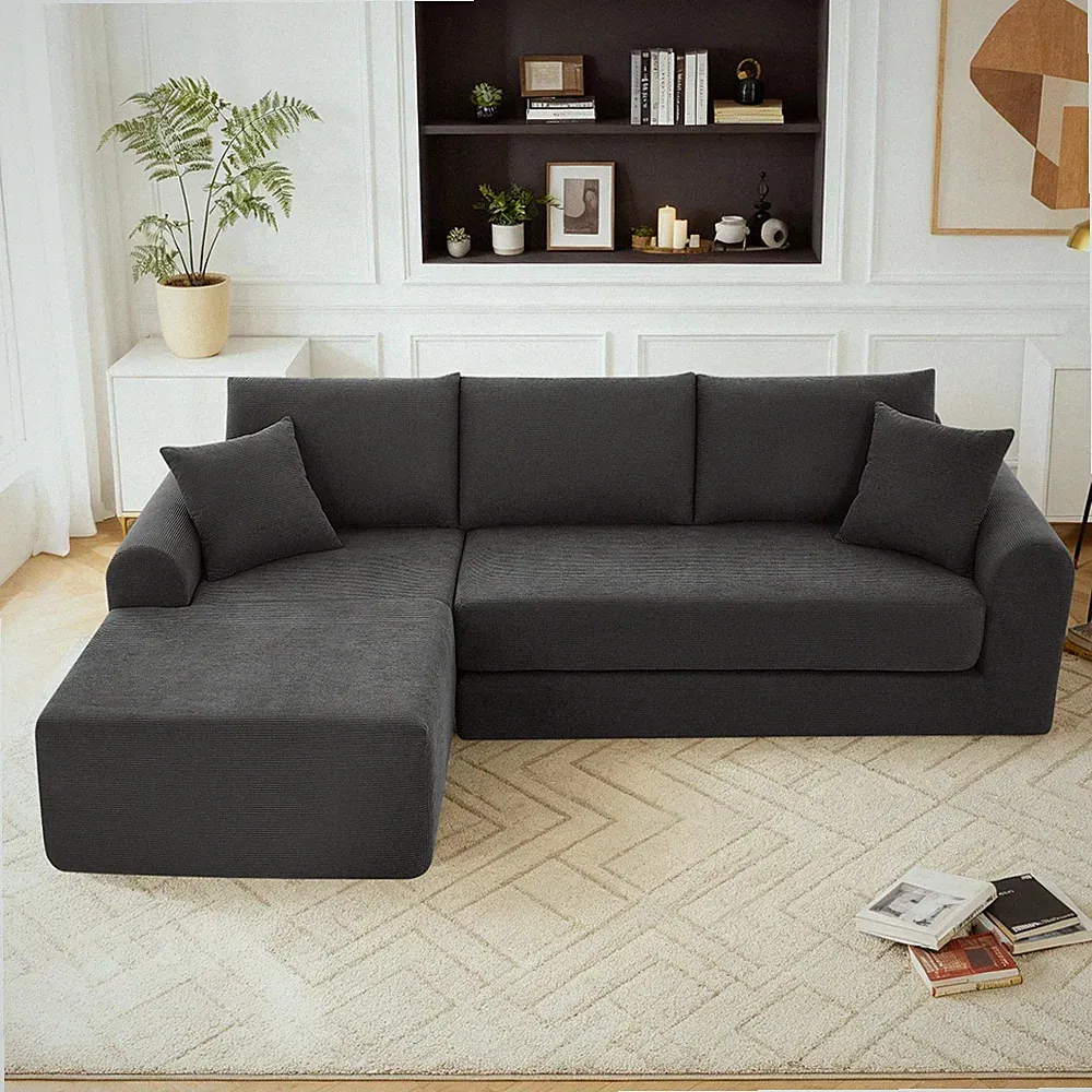 Convertible Modular Sectional Sofa,Upholstered L-Shaped Couch with Chaise Lounge