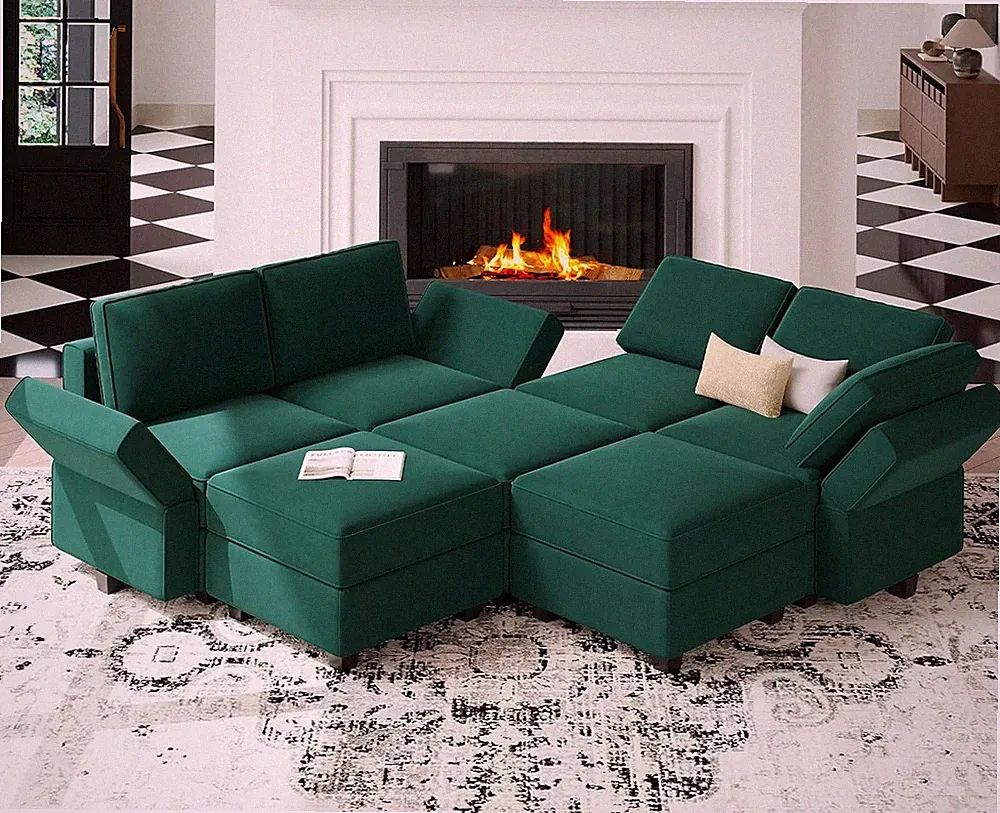 Convertible Modular Sectional Sofa with Ottomans Sectional Sleeper Sofa with Sto