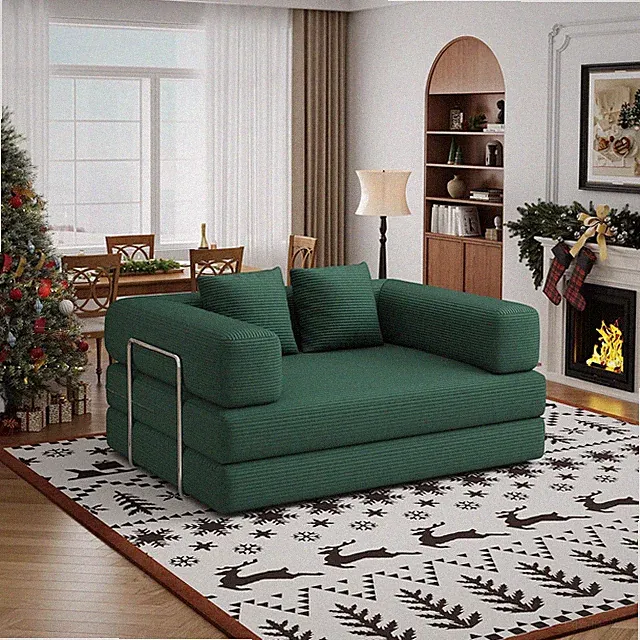 Convertible Queen Size Folding Sofa Bed - 4-in-1 Modular Couch (Green)
