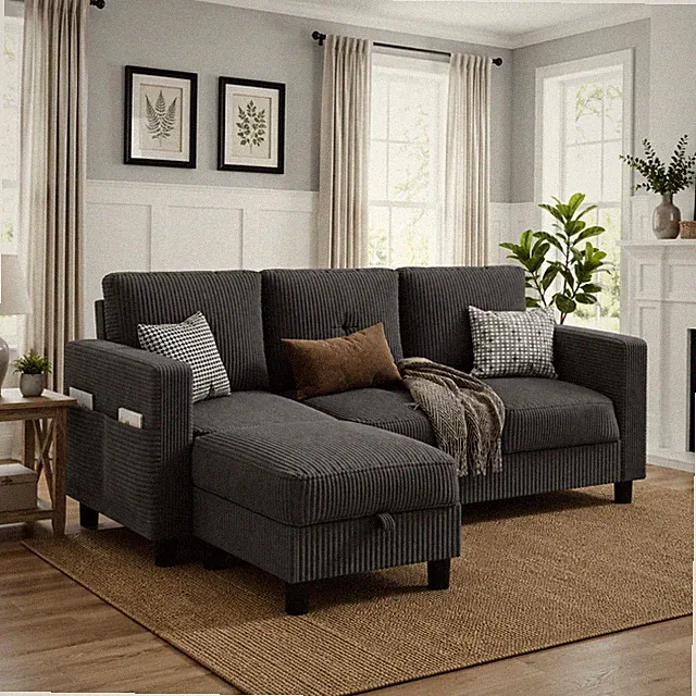 Convertible Sectional Couch L-Shaped 3 for Seat Sectional