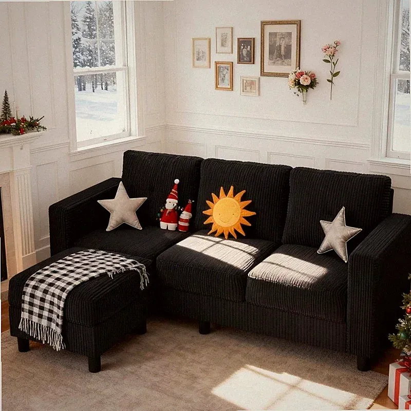 Convertible Sectional Couch L Shaped Modular Sofa with Removable Ottoman Storage