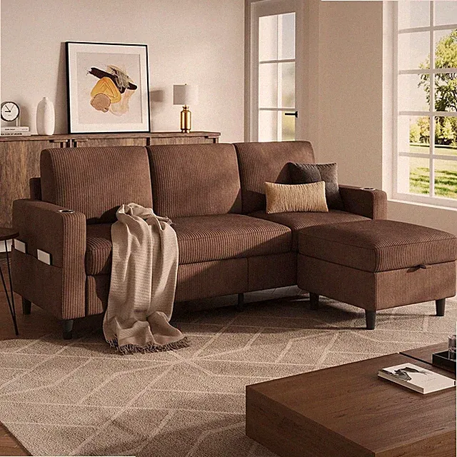 Convertible Sectional Couches for Living Room 3 Seats L Shaped Sofa
