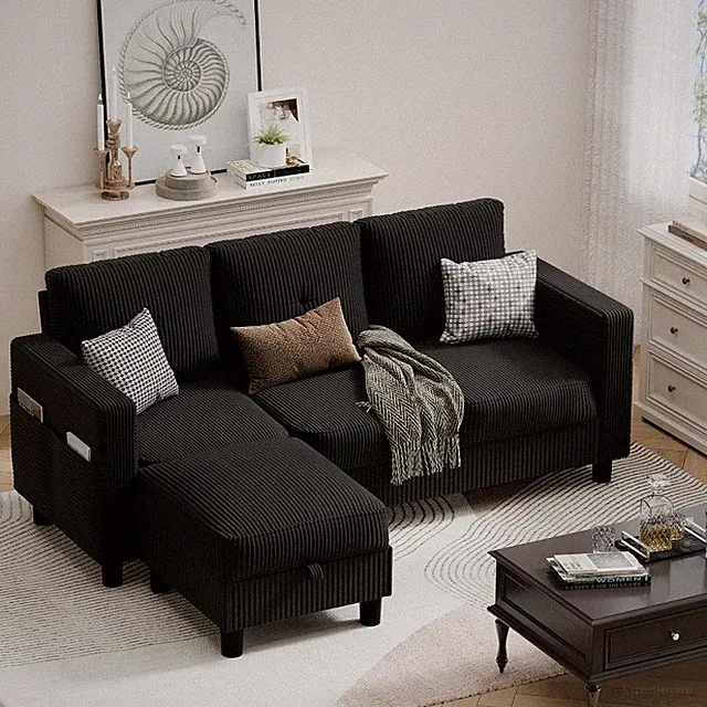 Convertible Sectional Couches Living Room L-Shaped 3 Seat Sectional Sofa Set