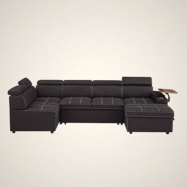 Convertible Sectional Sleeper Sofa Bed with Storage Ottoman