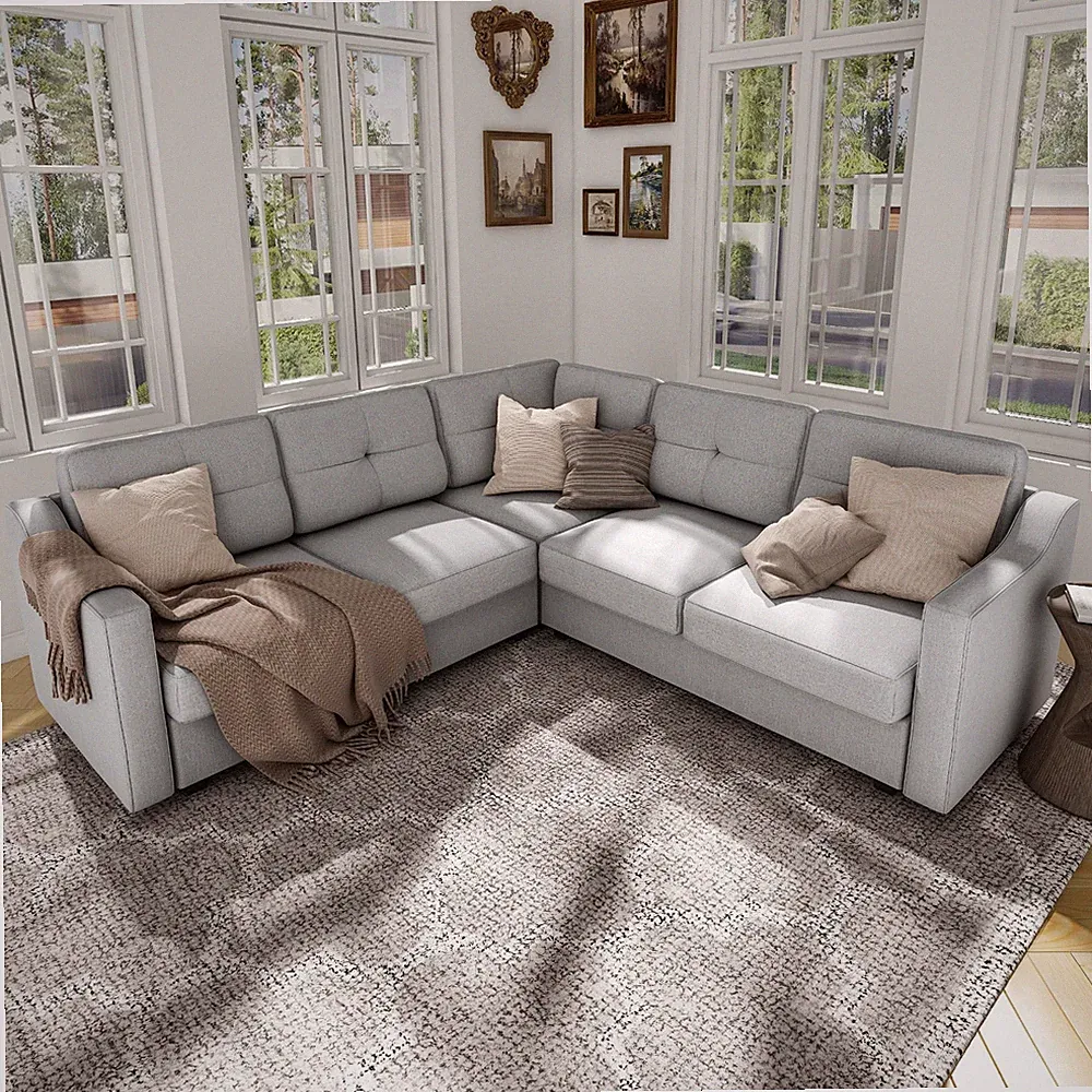 Convertible Sectional Sofa, 5-Seat Sofas L Shaped Couch for Living Room