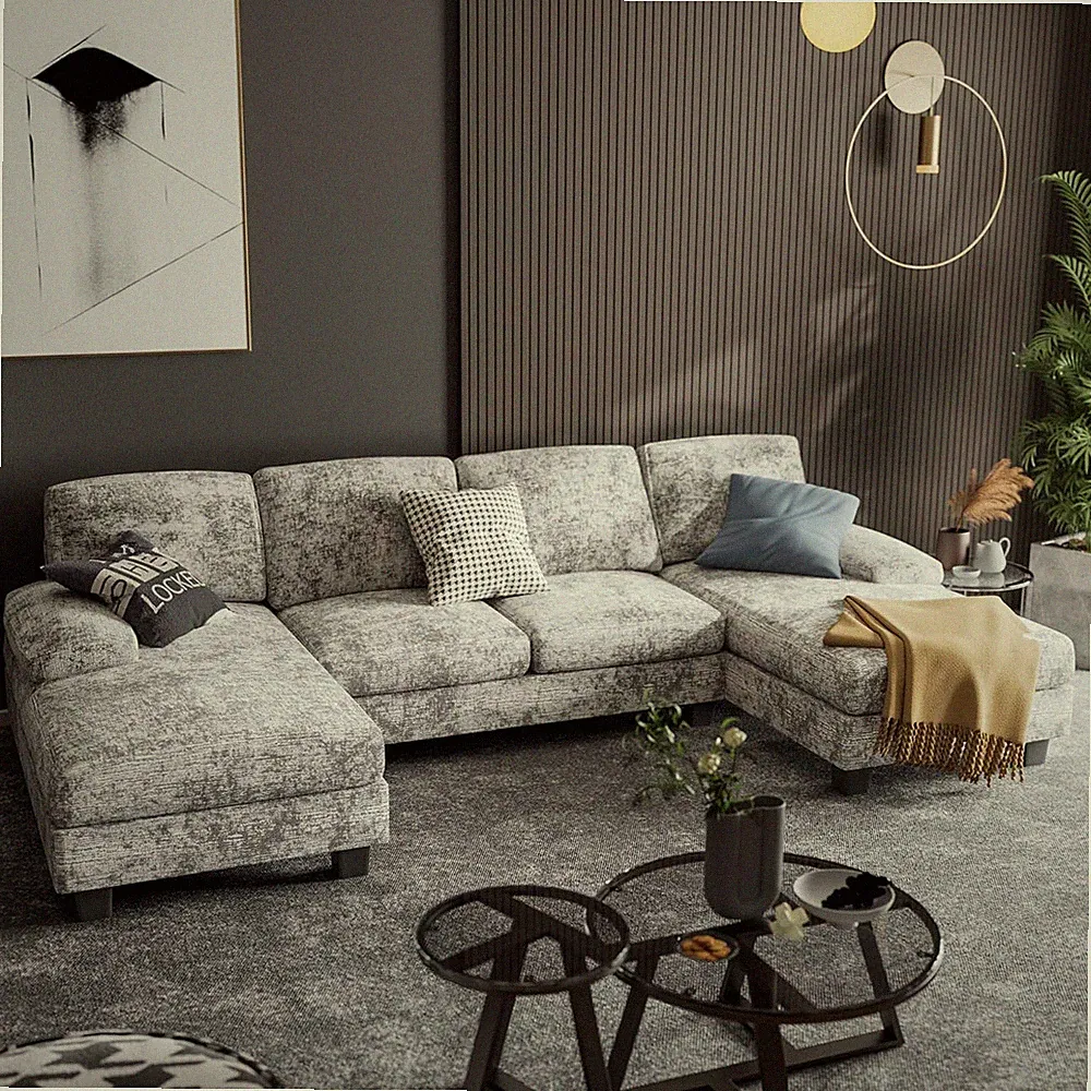 Convertible Sectional Sofa Couch, 4 Seat Sofa Set for Living Room U-Shaped Moder