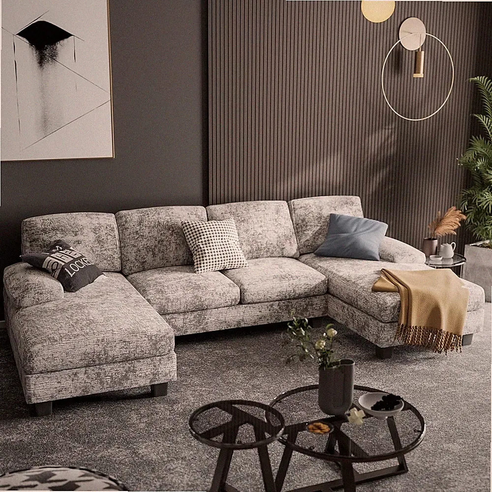 Convertible Sectional Sofa Couch 4 Seat Sofa Set Living Room U-Shaped Modern